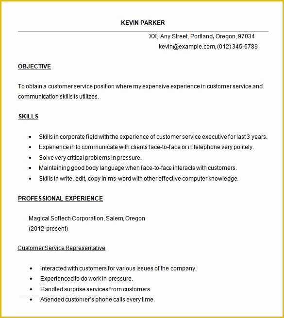 Customer Service Resume Template Free Of 6 Customer Service Resume Templates Pdf Doc