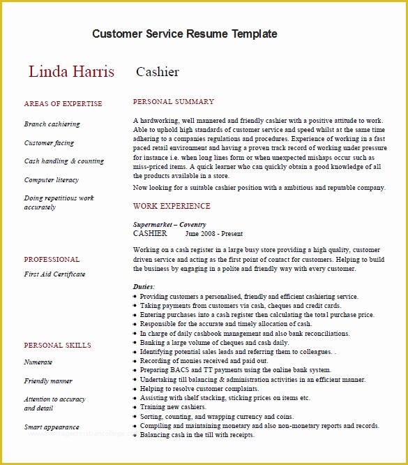 Customer Service Resume Template Free Of 6 Customer Service Resume Templates Pdf Doc