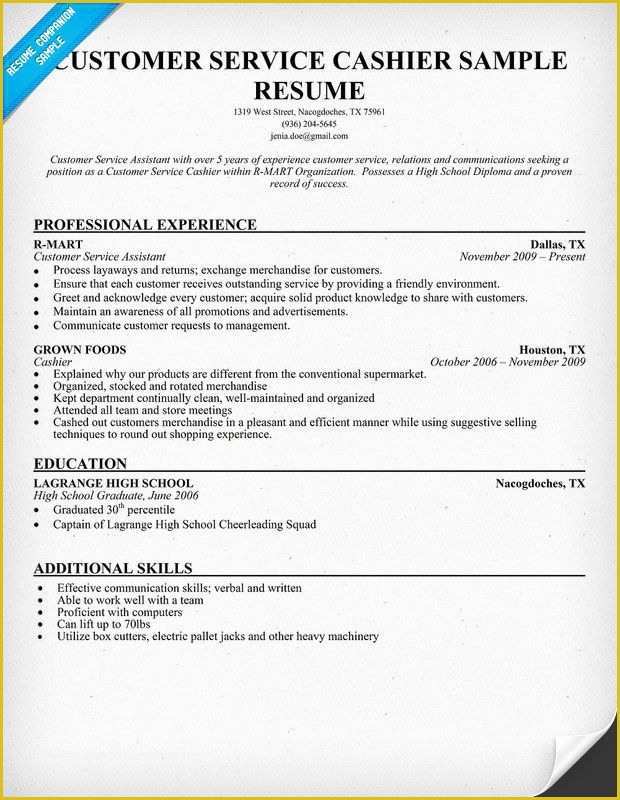 Customer Service Resume Template Free Of Customer Service Cashier Resume Sample Work