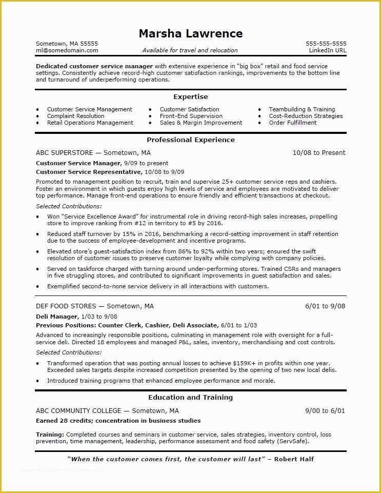 Customer Service Resume Template Free Of Customer Service Manager Resume Sample