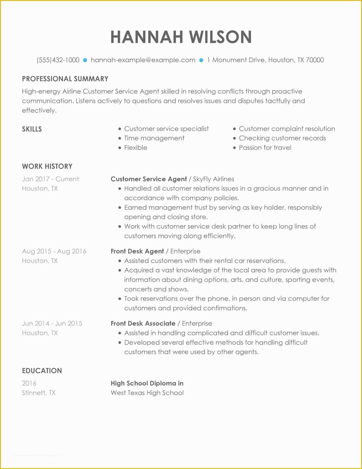 Customer Service Resume Template Free Of Customer Service Representative Resume Examples – Free to