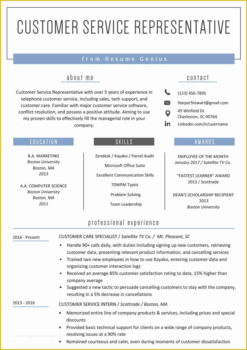 Customer Service Resume Template Free Of Customer Service Representative Resume Examples