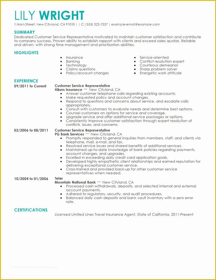 Customer Service Resume Template Free Of Mock Resume