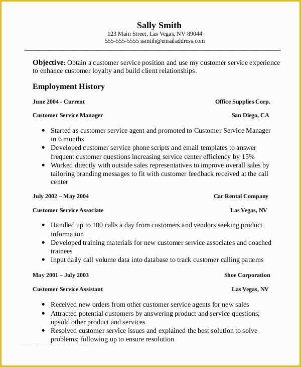 Customer Service Resume Template Free Of Professional Customer Service Resume