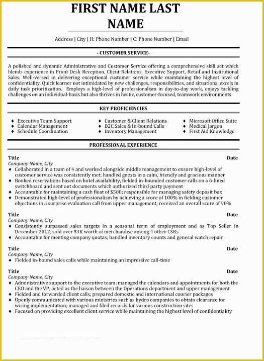 Customer Service Resume Template Free Of top Customer Service Resume Templates & Samples