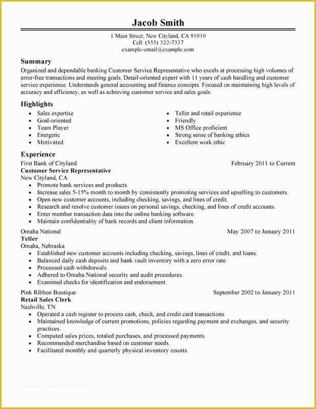 Customer Service Resume Template Free Of Unfor Table Customer Service Representative Resume