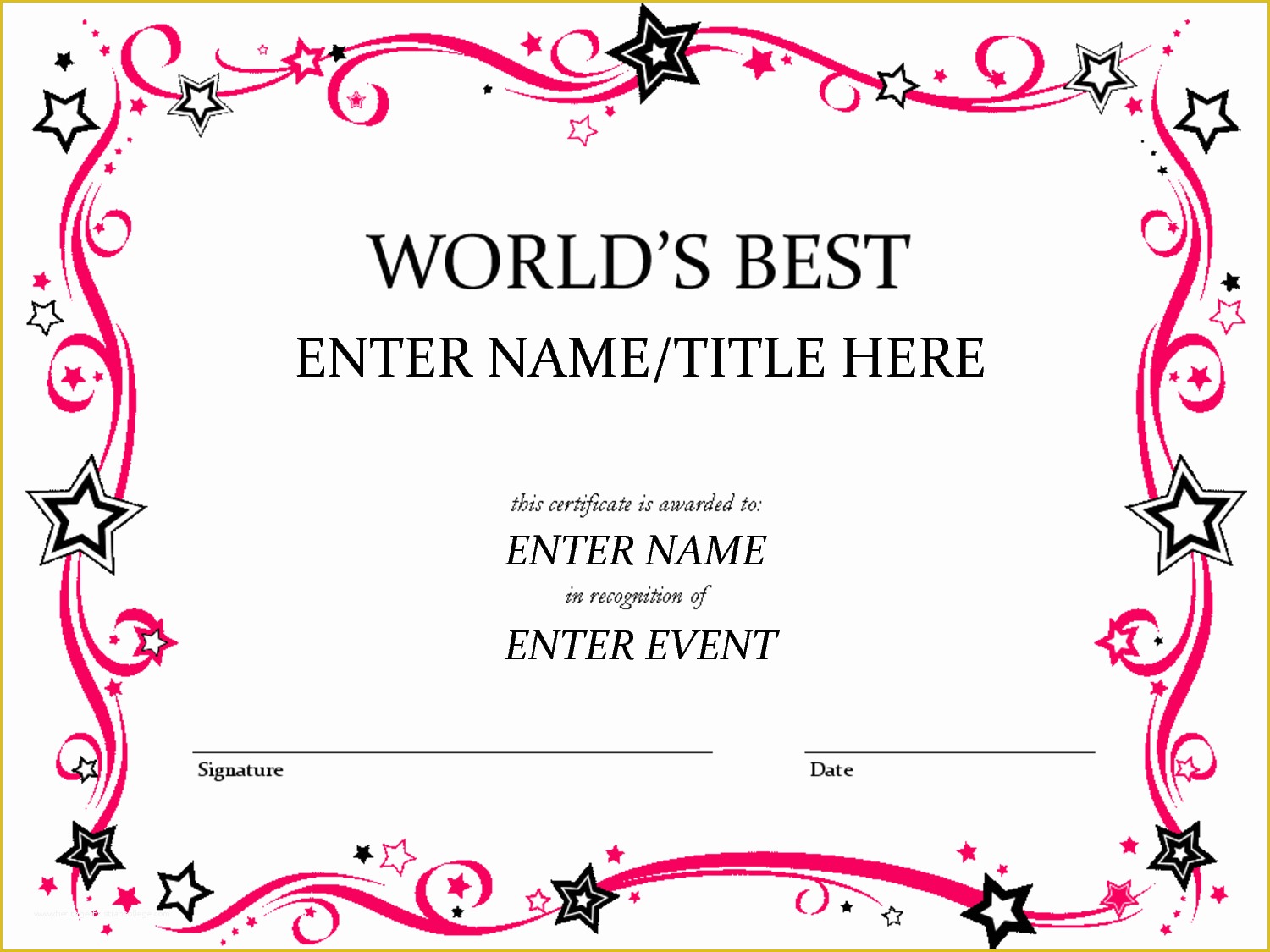 Customizable Certificate Templates Free Of Award Certificate Template …