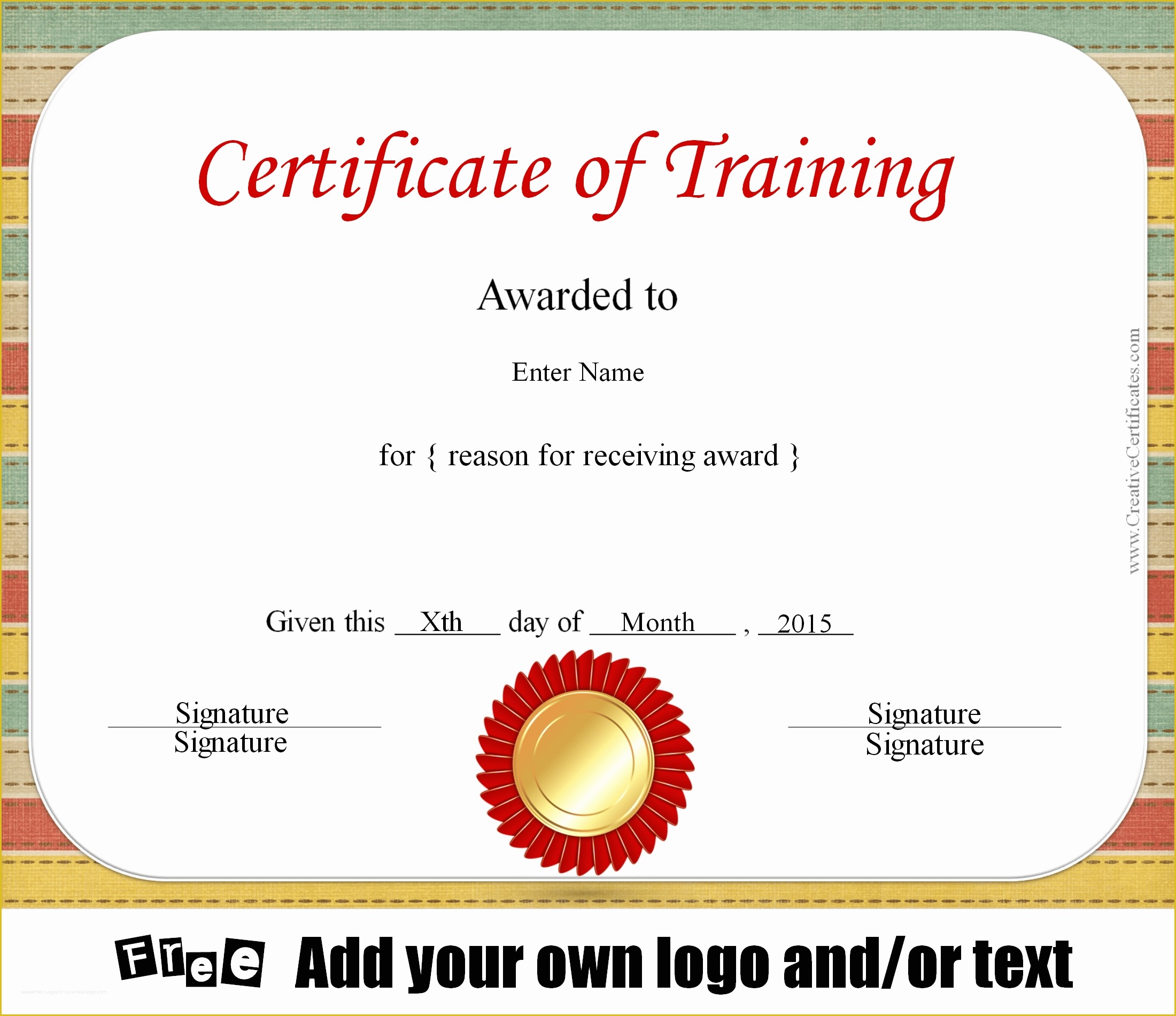 Customizable Certificate Templates Free Of Free Certificate Of Training Template Customizable
