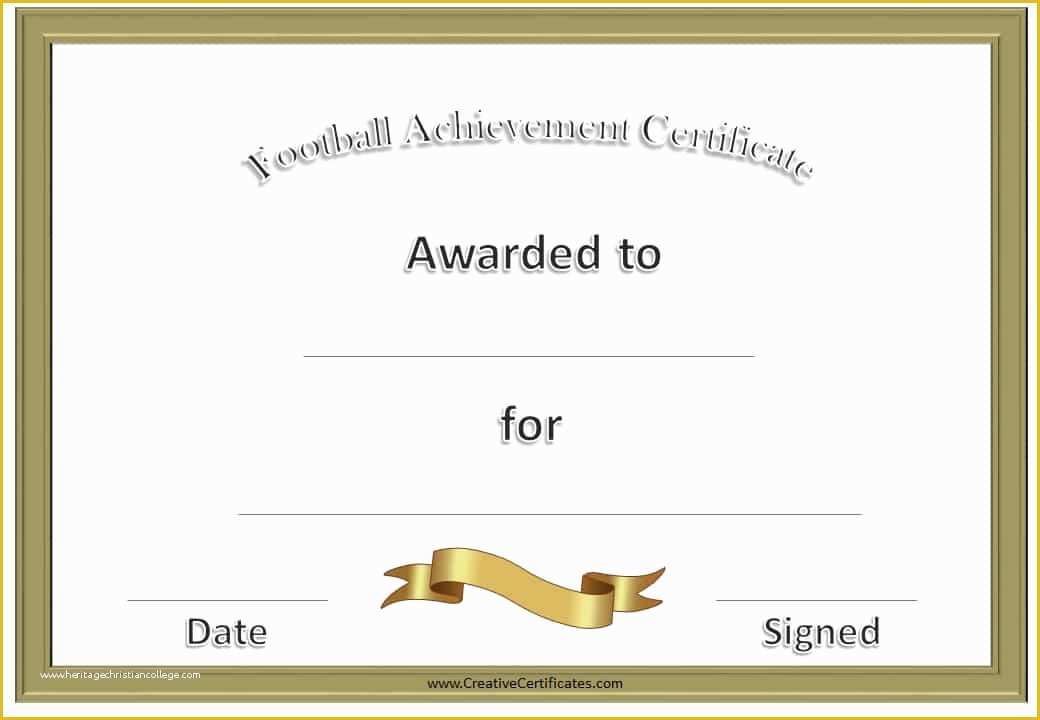 Customizable Certificate Templates Free Of Free Custom Football Certificates
