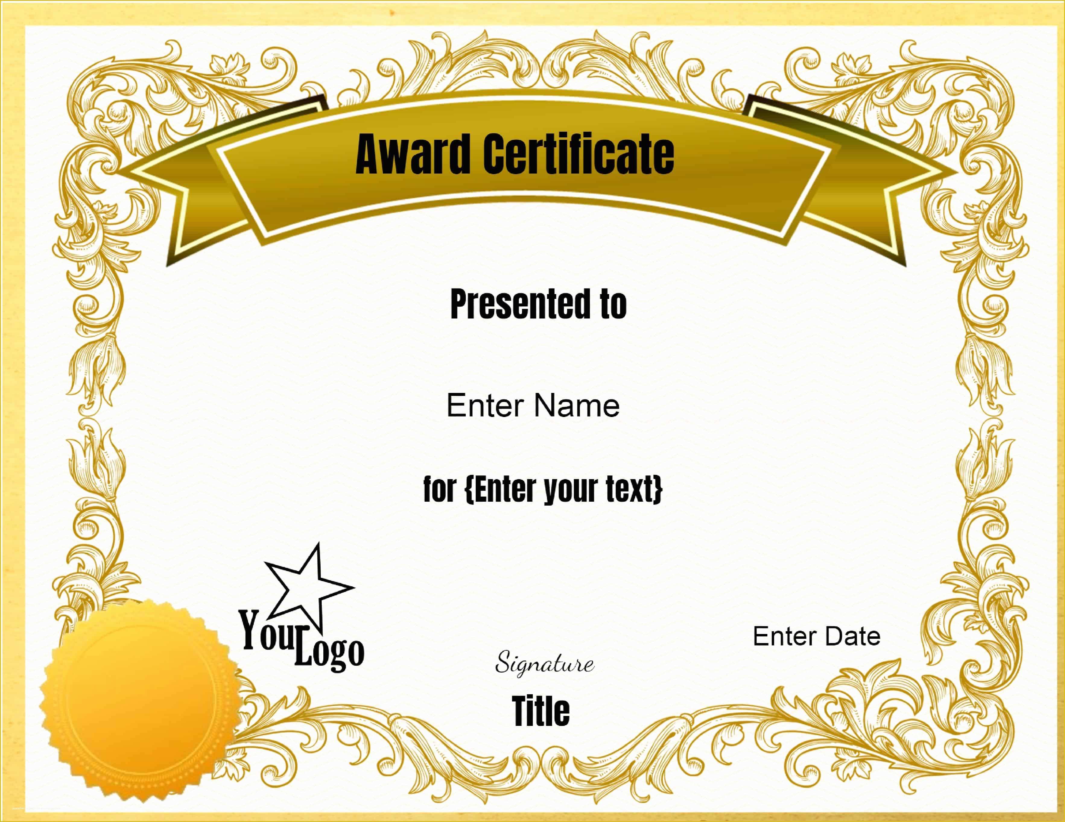 Customizable Certificate Templates Free Of Free Editable Certificate Template