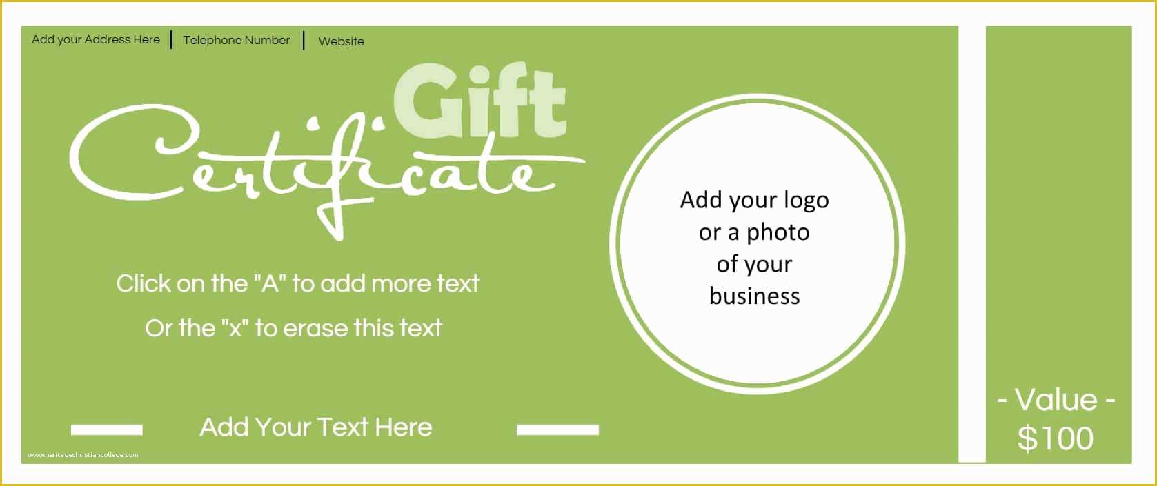 Customizable Certificate Templates Free Of Gift Certificate Template with Logo