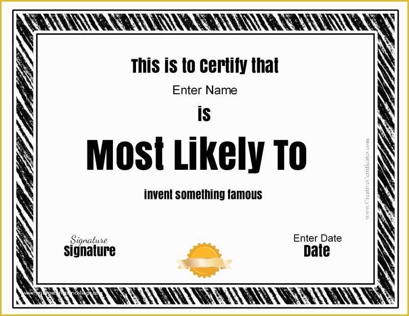 Customizable Certificate Templates Free Of Resume Responsibilities Award Certificate Template Funny