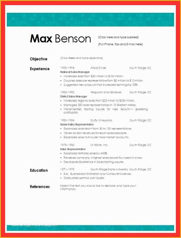 Cv Microsoft Word Template Free Of Cv format In Ms Word