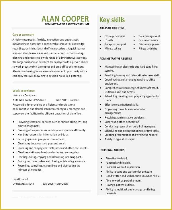 Cv Template Pdf Free Of 10 Executive Administrative assistant Resume Templates