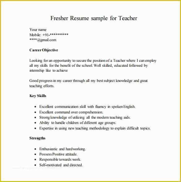 Cv Template Pdf Free Of 14 Resume Templates for Freshers Pdf Doc