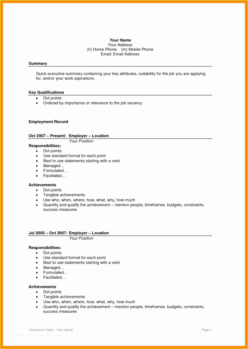 Cv Template Pdf Free Of 5 Cv Resume format Sample