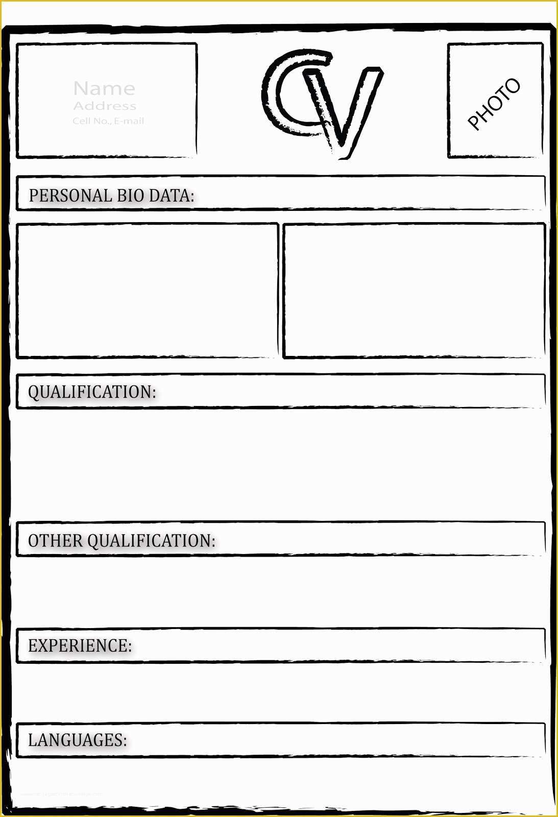 Cv Template Pdf Free Of Blank Cv to Print F – Perfect Resume format