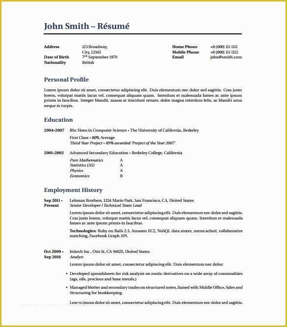 Cv Template Pdf Free Of Latex Resume Template 7 Free Word Excel Pdf Free