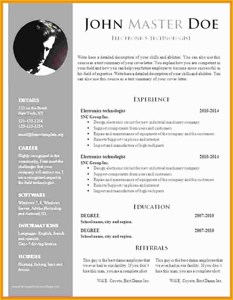 Cv Template Word Free Download 2018 Of 5 Cv Template Doc Word