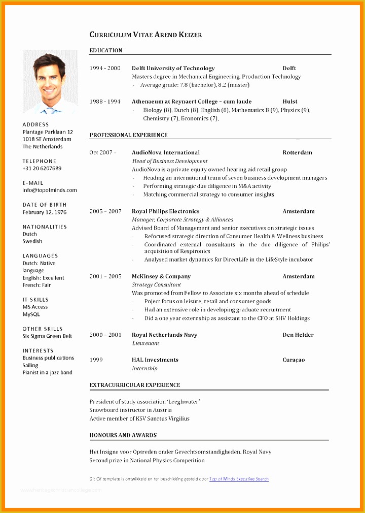 Cv Template Word Free Download 2018 Of 6 Curriculum Vitae