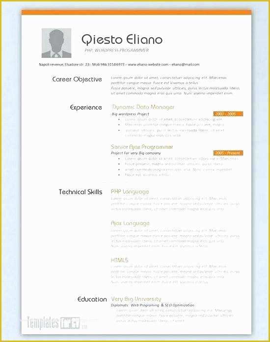 Cv Template Word Free Download 2018 Of Free Download Template Cv Free Vita Resume Template by