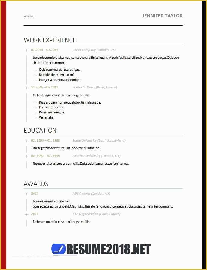 Cv Template Word Free Download 2018 Of Resume format 2018 20 Free to Word Templates
