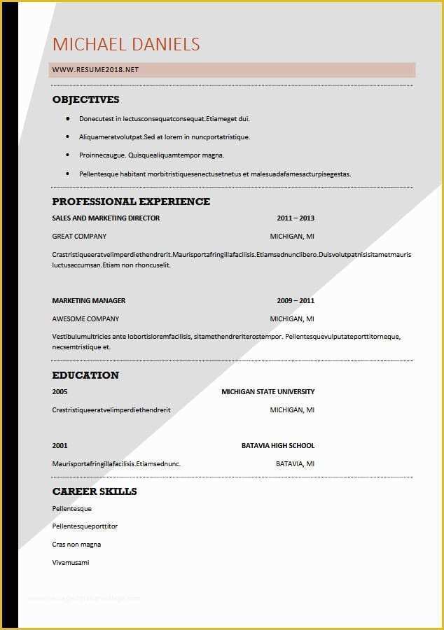 Cv Template Word Free Download 2018 Of Resume format 2018 20 Free to Word Templates