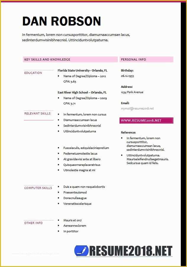 Cv Template Word Free Download 2018 Of Resume format 2018 20 Free to Word Templates