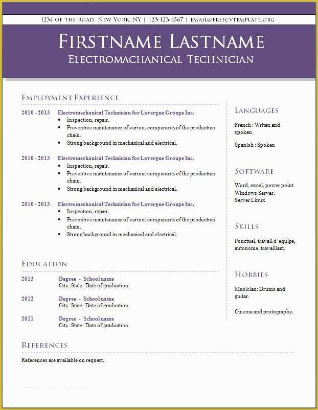 Cv Templates Free Download Word Document Of Free Cv Templates 9 to 14 – Free Cv Template Dot org