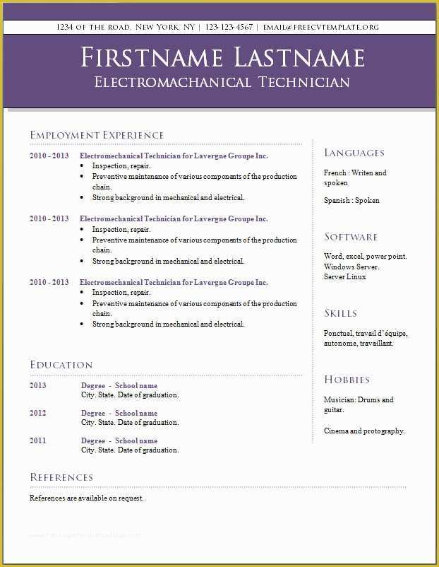 Cv Templates Free Download Word Document Of Free Cv Templates 9 to 14 – Free Cv Template Dot org