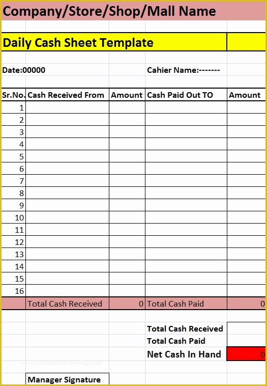Daily Cash Flow Template Free Download Of Daily Cash Sheet Template – Free Report Templates