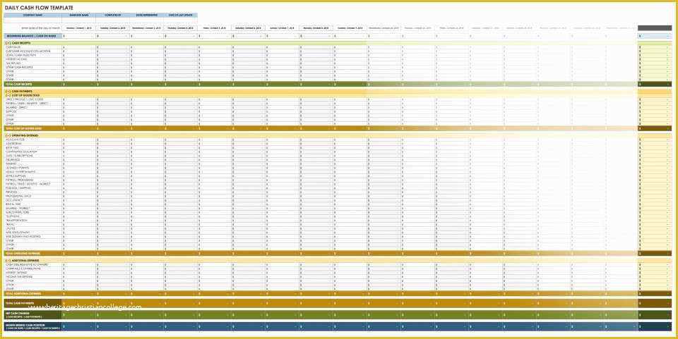 Daily Cash Flow Template Free Download Of Free Cash Flow Statement Templates