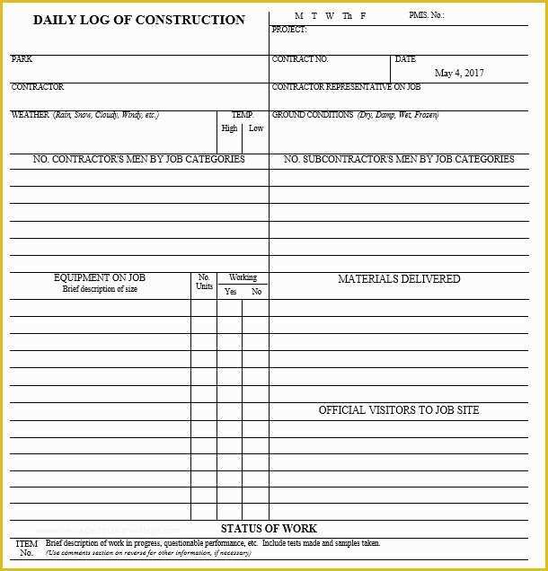 Daily Construction Log Template Free Of 10 Free Sample Daily Log Templates Printable Samples