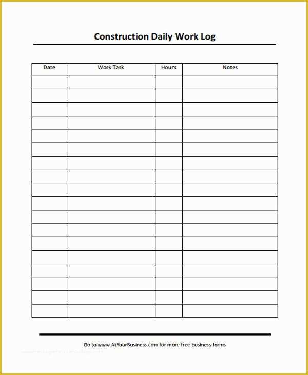 Daily Construction Log Template Free Of 27 Daily Log Templates In Word