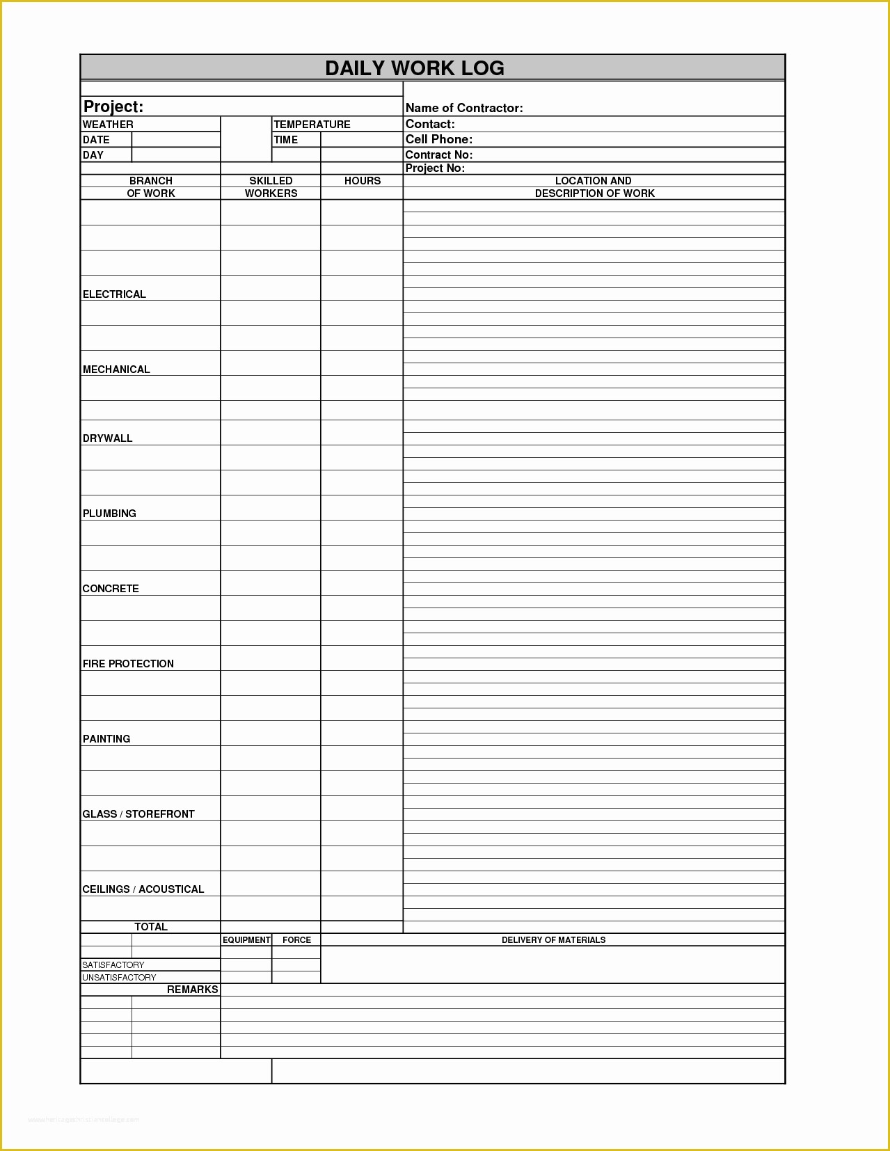 Daily Construction Log Template Free Of 5 Daily Work Log Template