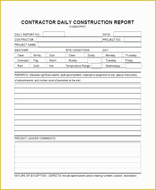 Daily Construction Log Template Free Of Construction Daily Log Template Construction Daily Log
