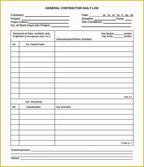 Daily Construction Log Template Free Of Daily Construction Report Template 25 Free Word Pdf
