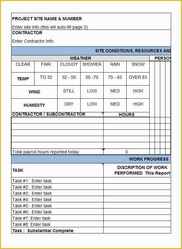 Daily Construction Log Template Free Of Daily Construction Report Template 32 Free Word Pdf