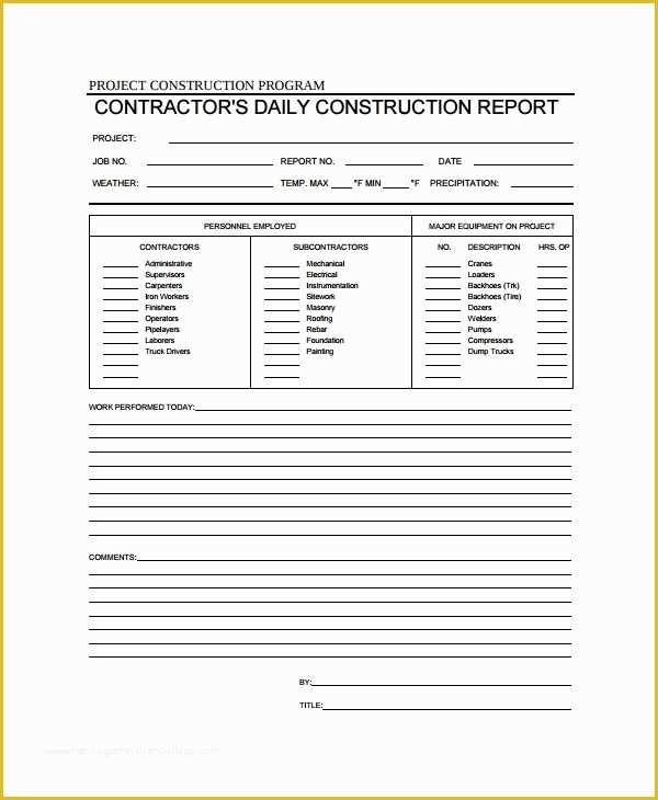 Daily Construction Log Template Free Of Work Log Template – 7 Free Word Excel Pdf Documents
