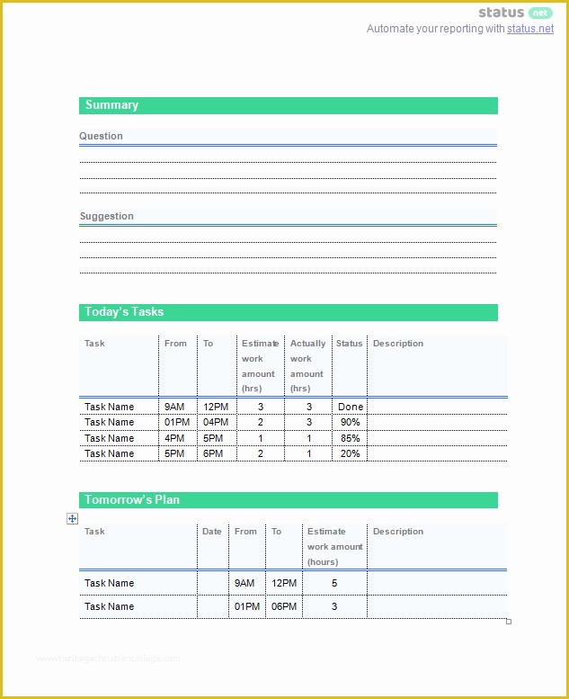 Daily Report Template Free Download Of 1 Must Have Daily Work Report Template