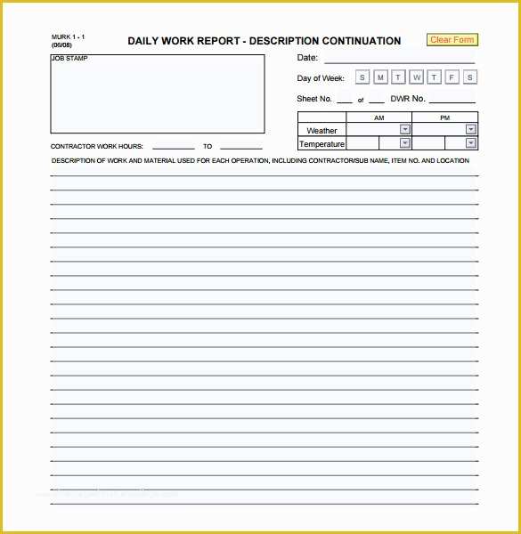 Daily Report Template Free Download Of 17 Sample Daily Reports