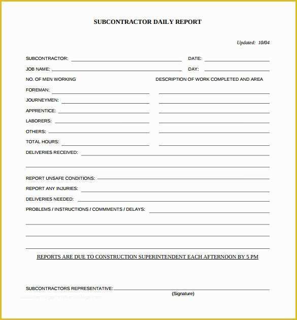 Daily Report Template Free Download Of 23 Daily Construction Report Templates Pdf Google Docs