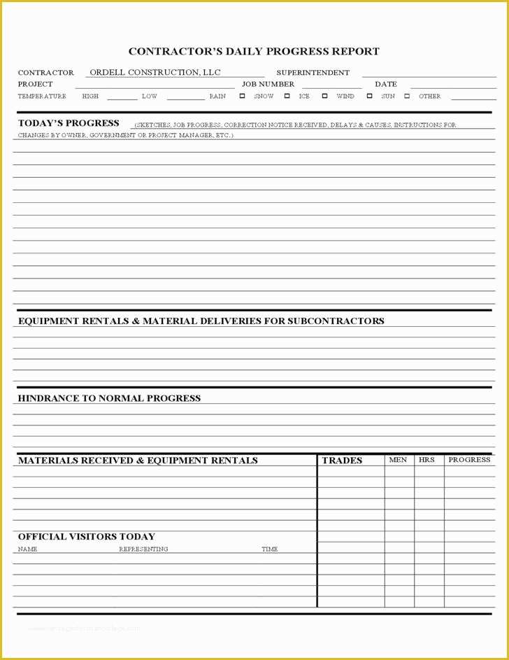 Daily Report Template Free Download Of 25 Daily Construction Report Template Free Download