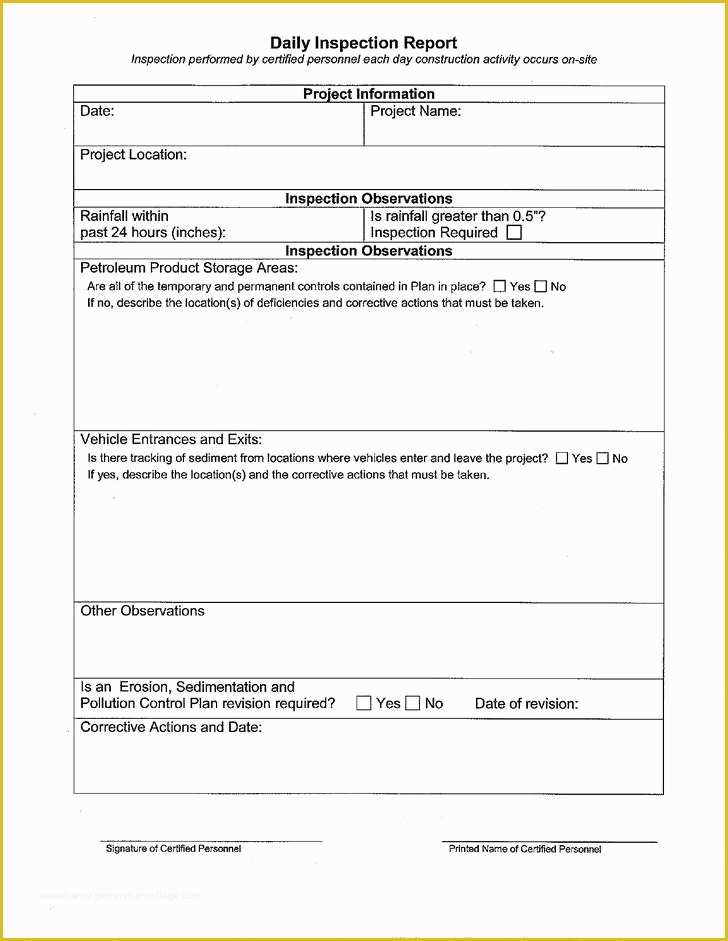 Daily Report Template Free Download Of 25 Daily Construction Report Template Free Download