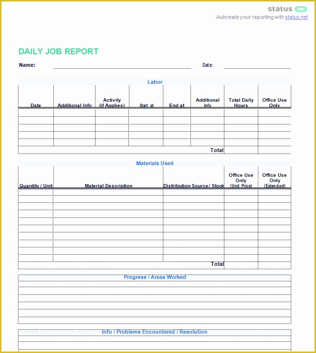 Daily Report Template Free Download Of 3 Best Examples Daily Report Template