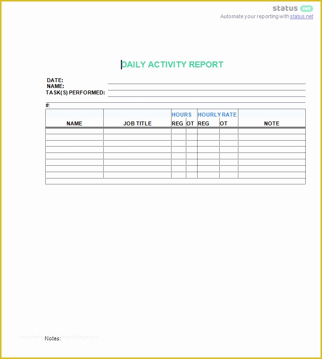 Daily Report Template Free Download Of 3 top Downloads Of A Daily Work Log Template