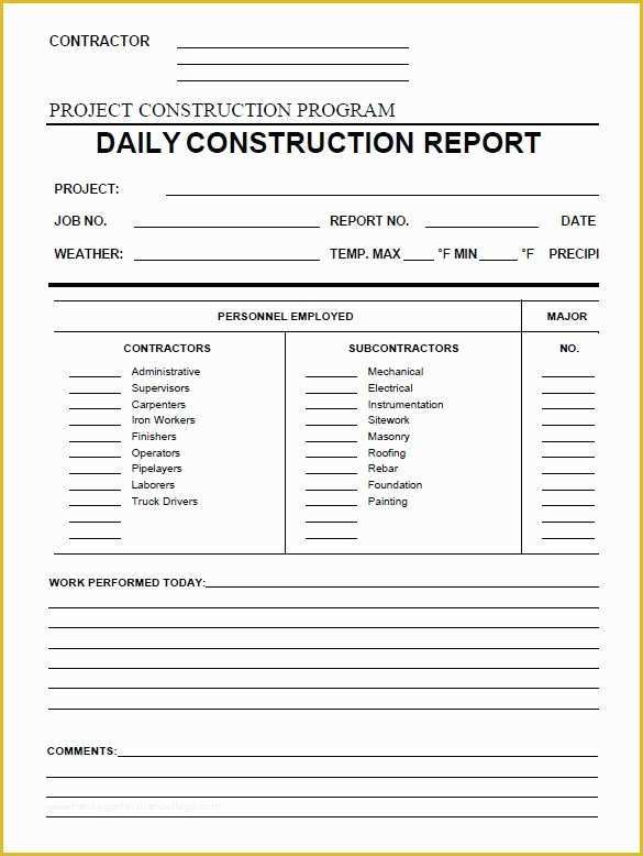 Daily Report Template Free Download Of Daily Construction Report Template 25 Free Word Pdf