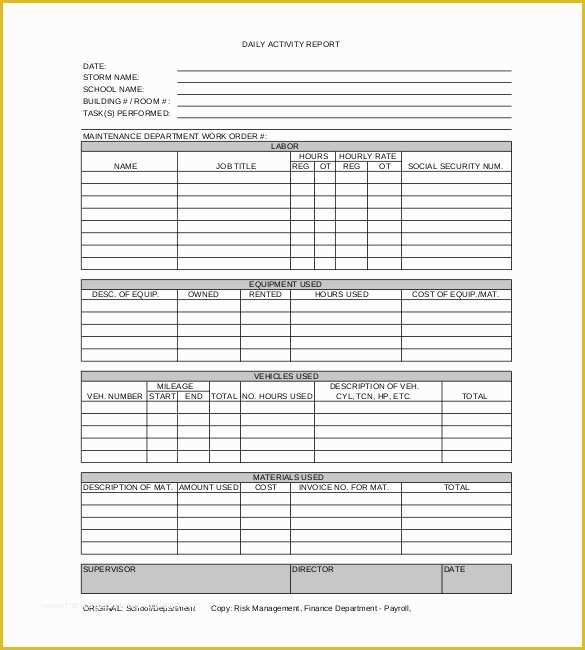 Daily Report Template Free Download Of Daily Report Template 25 Free Word Excel Pdf