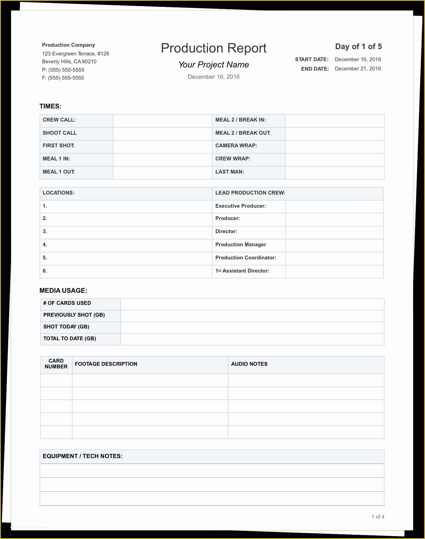 Daily Report Template Free Download Of Download Free Daily Production Report Template