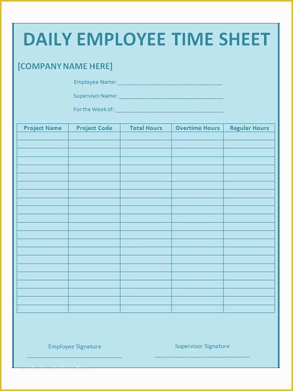 Daily Timesheet Template Free Printable Of 17 Timesheet Calculator Templates to Download for Free
